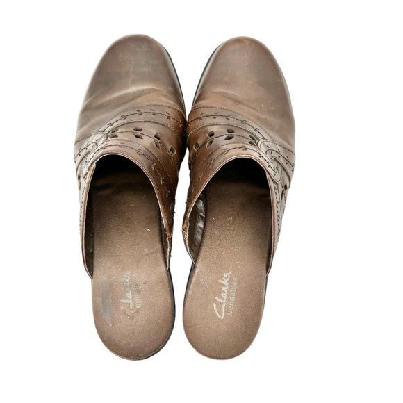 Clarks Bendables Clogs Social Ball 11M Brown Leather - Picture 5 of 8